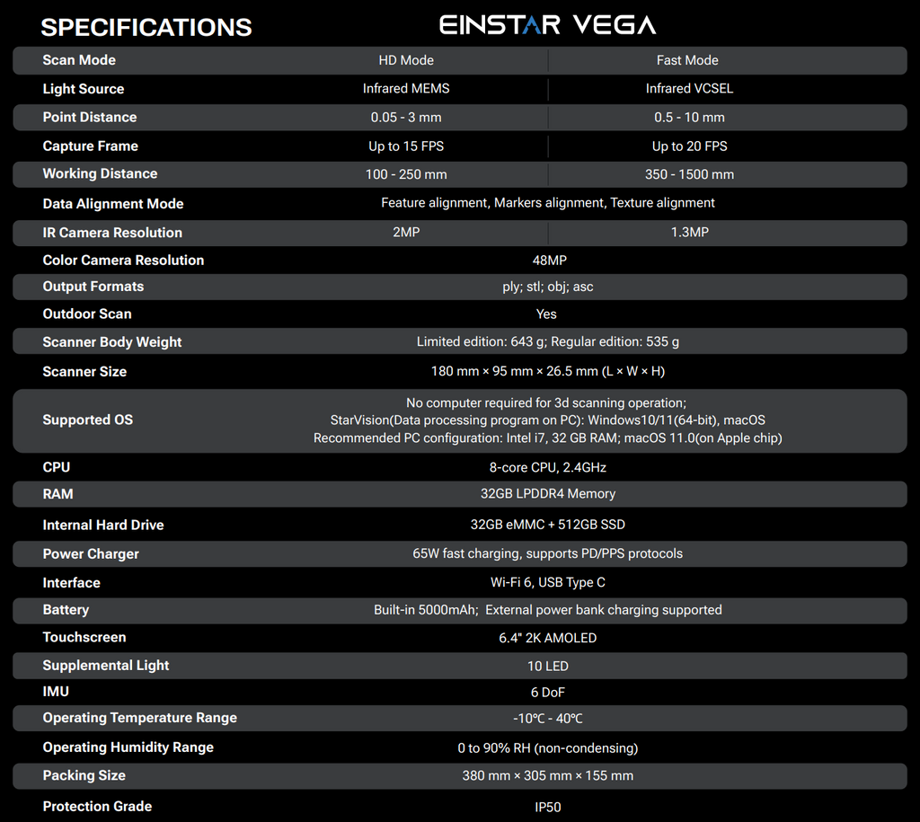 EinStar VEGA Wireless All-In-One 3D Scanner - SHINING 3D SHINING 3D -3DxWorld